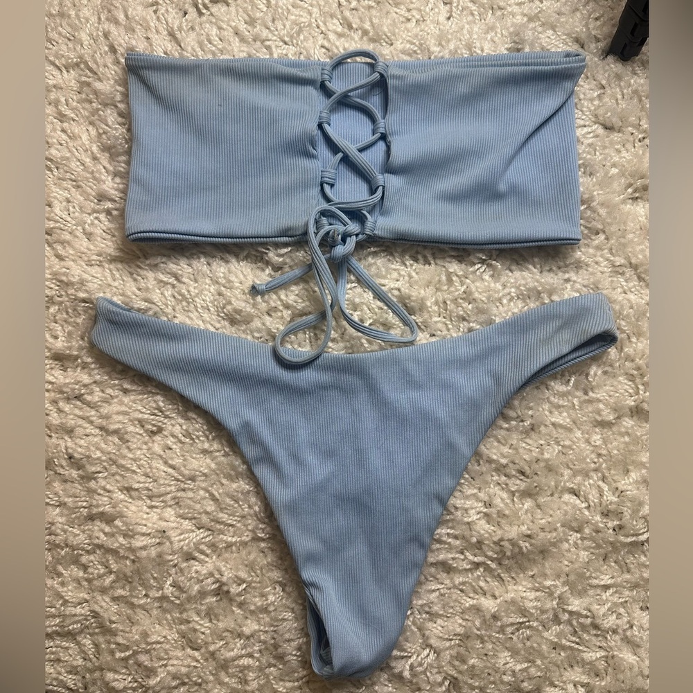Zaful strapless blue bikini